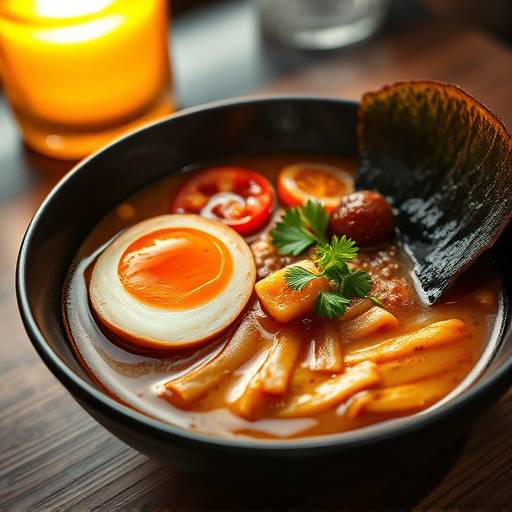 A comforting bowl of Shoyu Ramen with perfectly cooked egg, char siu pork, and nori seaweed.